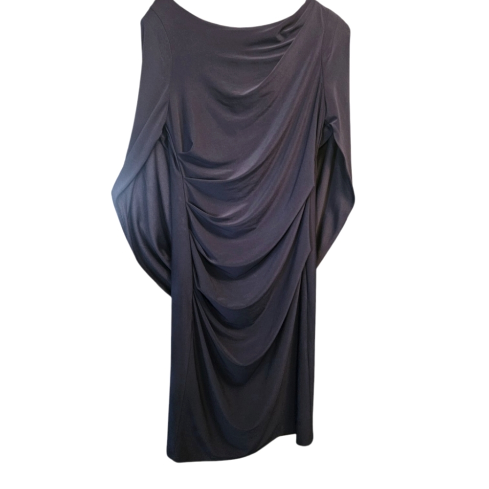R& Richards Women's Nevy Stretch Crepe Cape Sleeve V-Back Sheath Dress Size 8